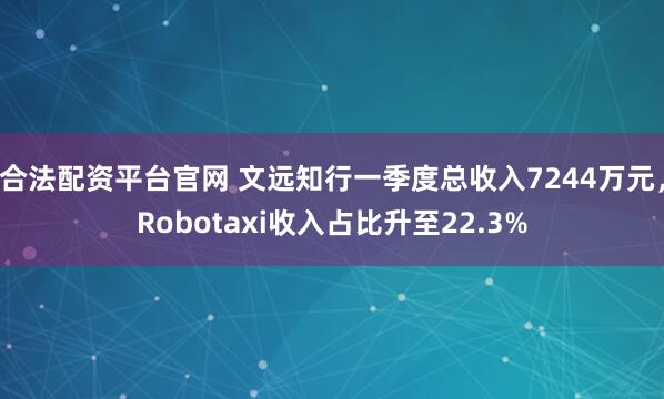合法配资平台官网 文远知行一季度总收入7244万元，Robotaxi收入占比升至22.3%