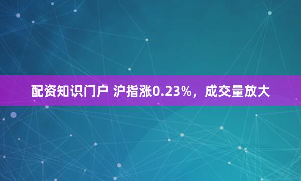 配资知识门户 沪指涨0.23%，成交量放大
